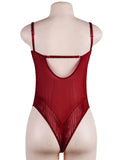 New Wine Red Glamour Underwire Hollywood Sheer Lace Teddy With Steel Ring