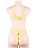 Yellow Elegant Embroidery Fashion Bra Set With Steel Ring