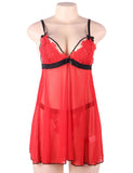 Red Lace High-end Delicate Embroidery Babydoll Lingerie Set