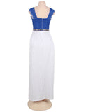 Glamorous Sleeveless White Blue Maxi Dress Egypt