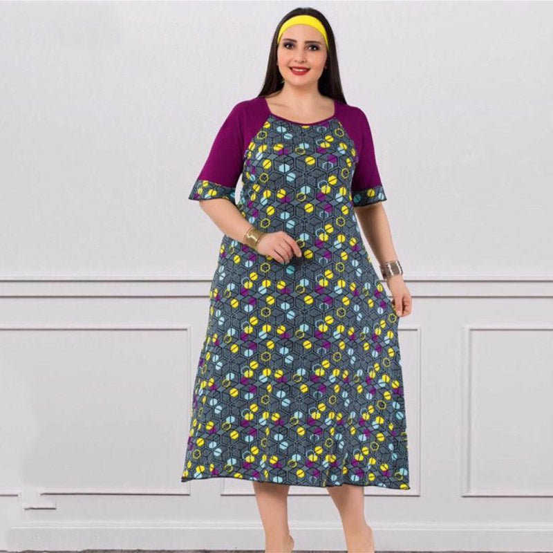 Plus Size Geometric Print Nightgown