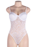 White & Black Push-up Cup Lace Teddy