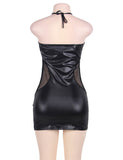 Plus Size Black Sexy Lady Leather Skirt