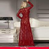 Wine Red Delicate Lace Long Sleepwear Gown