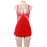 Lace Decoration Plus Size Nightdress V-neck Modal Sleepwear with G String