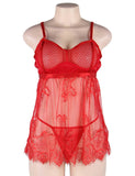 High Quality Elegant Red Lace Sexy Babydoll