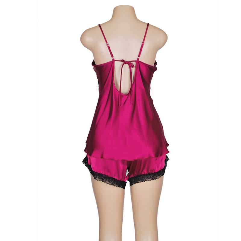 elegant satin short pajama set