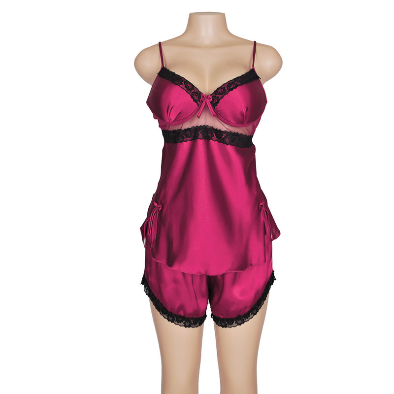 elegant satin short pajama set