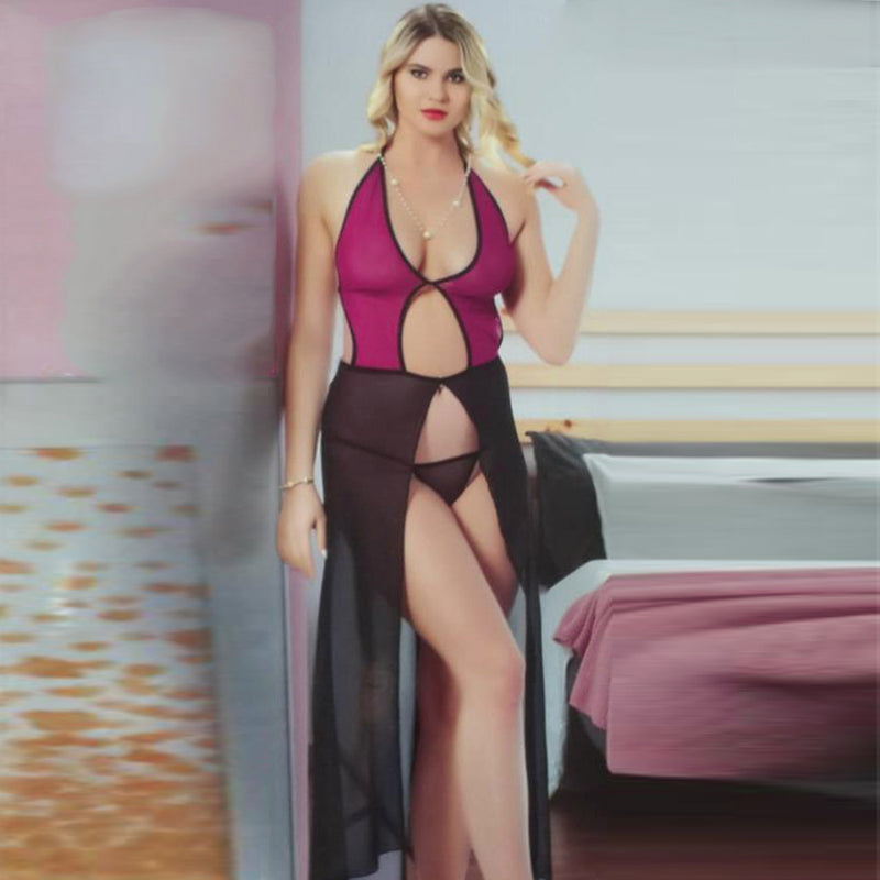 Open Front Long Baby Doll