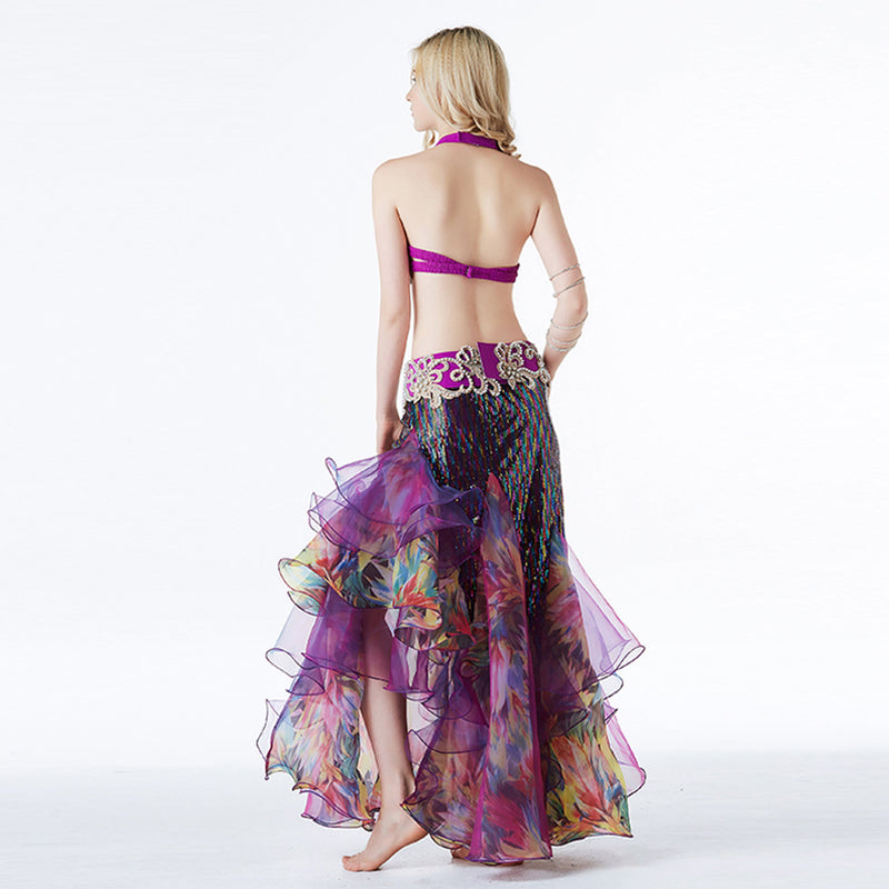 Women Belly Dance Costume Set Professional Dancing Performance Skirt Sexy Bra Fishtail Mermaid Skirt