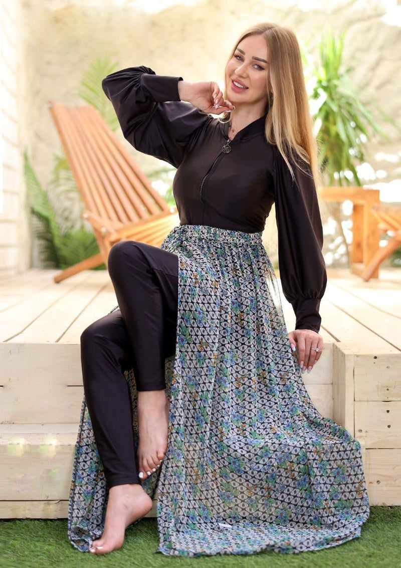 Black water proof swimsuit & beach cover