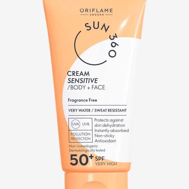 Sunscreen cream for face and body for sensitive skin with a high protection factor (SPF) of 50