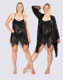 3Pcs Lingerie with short lace set and Robe